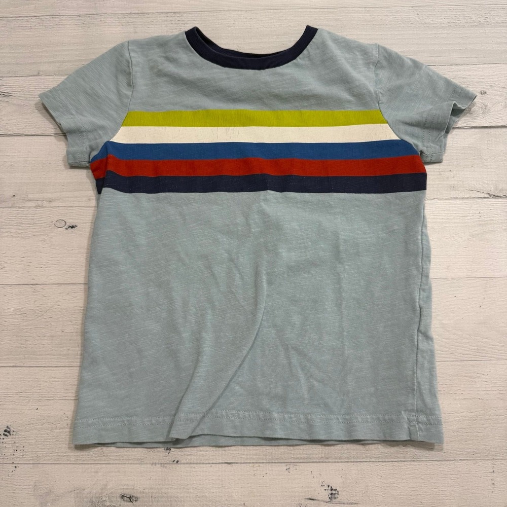 Mini Boden boys rainbow banner short sleeve shirt 5/6
